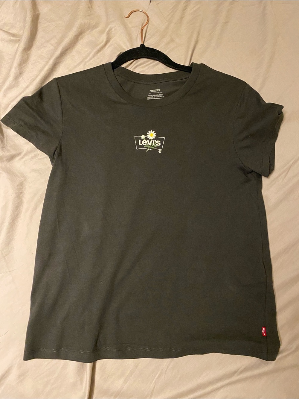 Levi's Black Crewneck Tee with Small Daisy Logo
